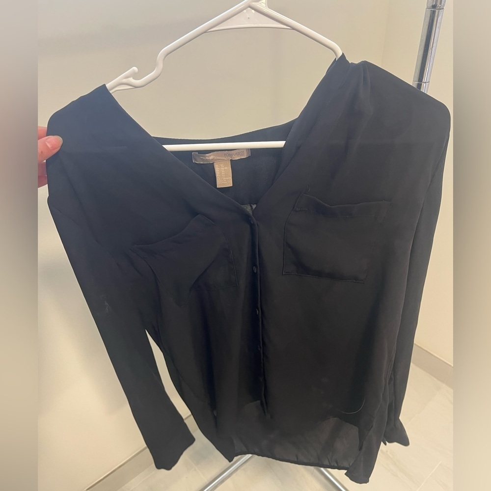 Black Long Sleeve Button Down XS